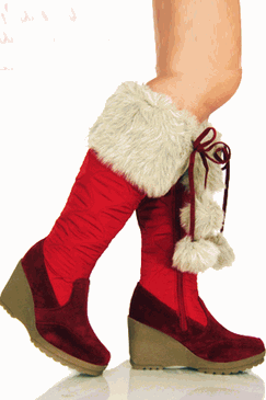 fur red boots