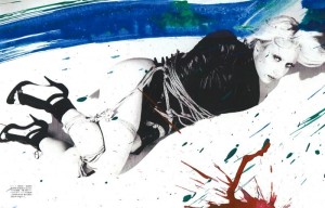 LadyGaga tied up paint editorial