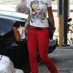 Rihanna Betty Boop tshirt and red jeans Rihanna Betty Boop tshirt and red jeans