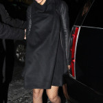 Rihanna SNL after party black dress and fishnets Rihanna SNL after party black dress and fishnets