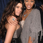 Rihanna in grey cable sweater with Fergie Rihanna in grey cable sweater with Fergie