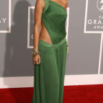 Rihanna just before she went 'bad' green dress Rihanna just before she went 'bad' green dress