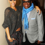 Rihanna tartan pants with LA Reid Rihanna tartan pants with LA Reid