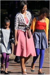 michelle obama and her girls bright fashion