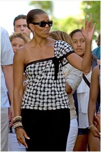 michelle obama in spain one-shoulder
