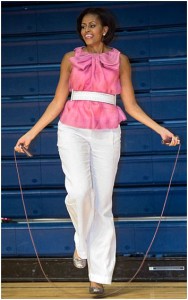 michelle obama jump rope - pink moschino bow top