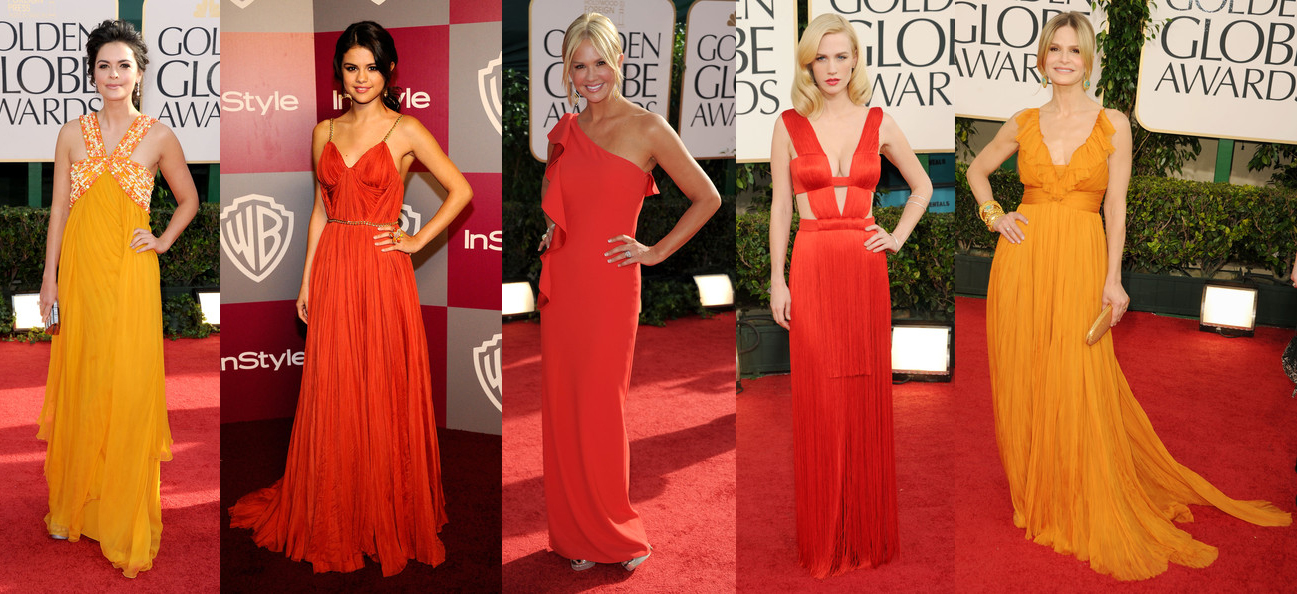 golden globes orange dress